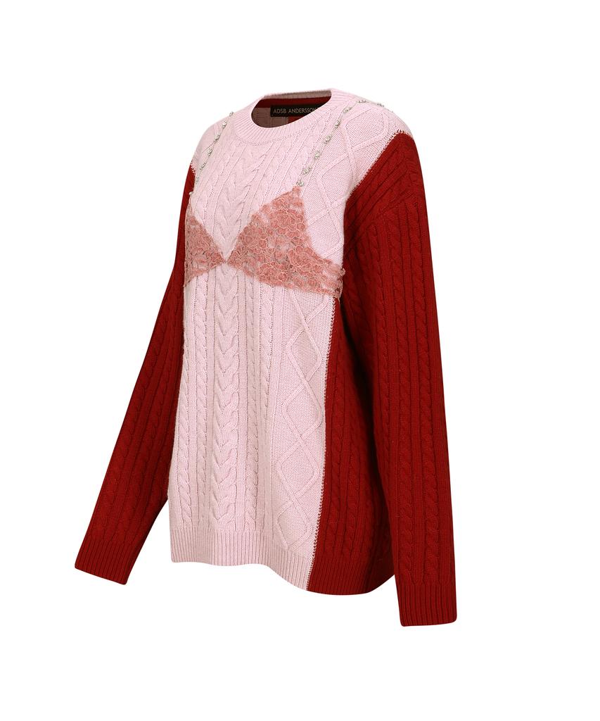 ADSB ANDERSSON BELL Lace Lingerie Boyfriend Fit Knit Atb1183W(Pink)