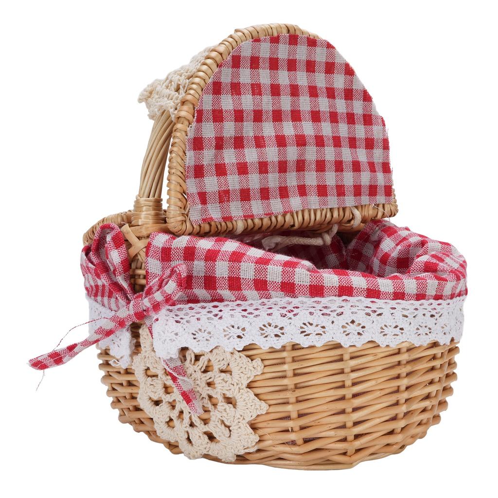 Wicker Picnic Basket with Removable Liner Empty Picnic Hamper Basket with Lid and Handle for Easter Camping Mother S Day