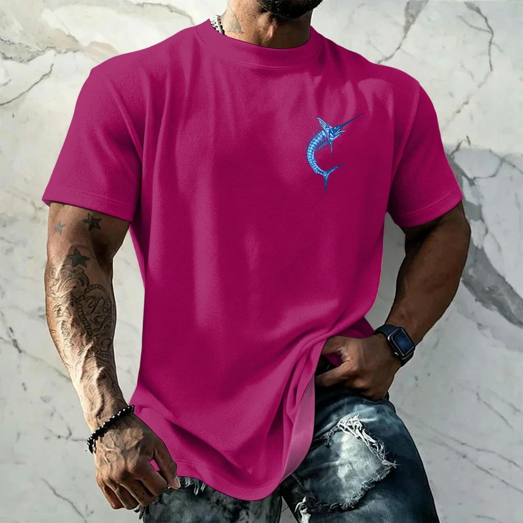 Men's Vintage Texture Printed Short Sleeve T Shirt Loose Fit Casual Summer Daily Wear Top Lightweight Breathable Fabric