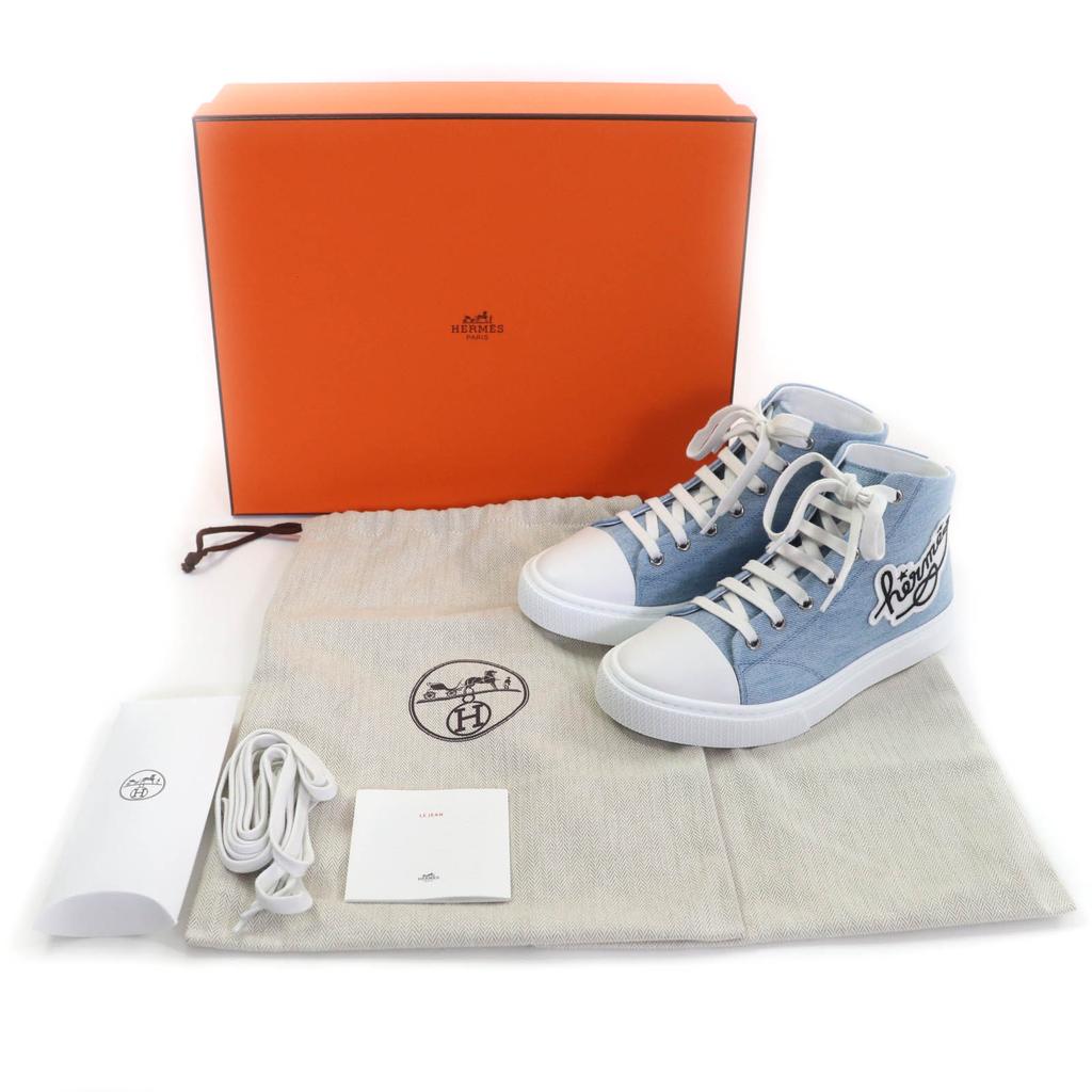Pristine HERMES High cut sneakers Iriko Indigo denim Women 37 YZ064379 Used
