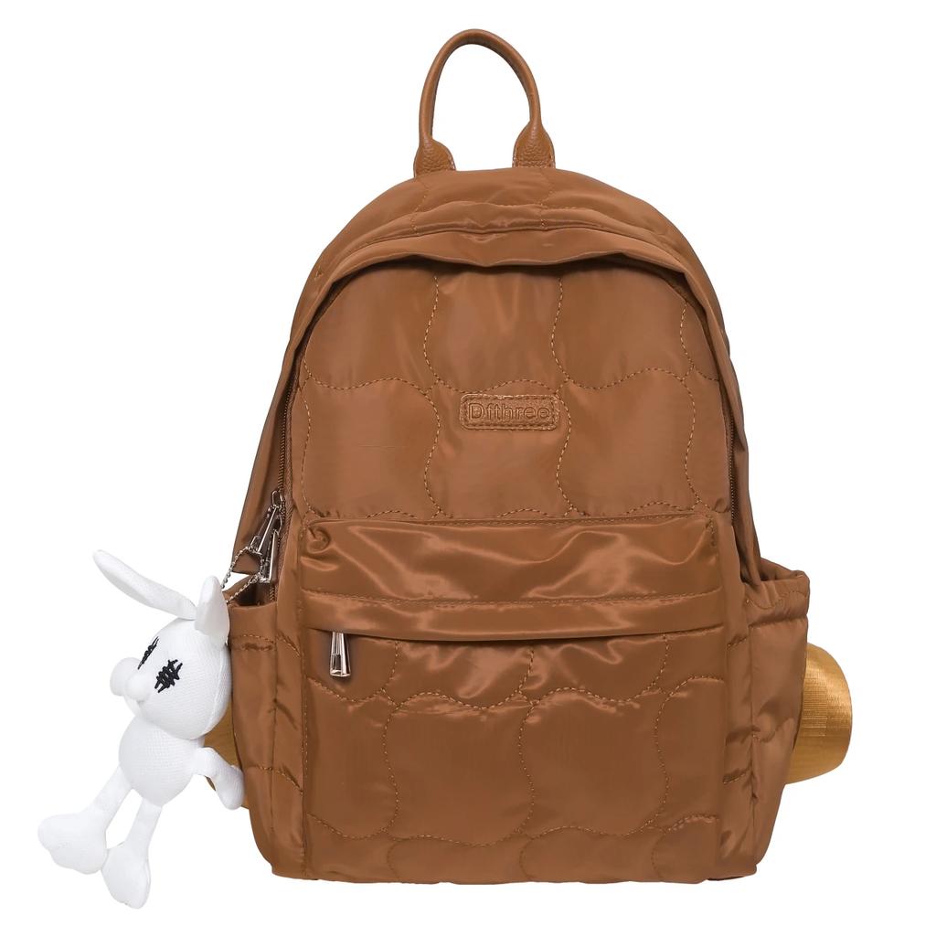 Solid Casual Women's Backpacks Inner Pocket with Zipper Soft Handle Nylon Backpacks Inner Compartment