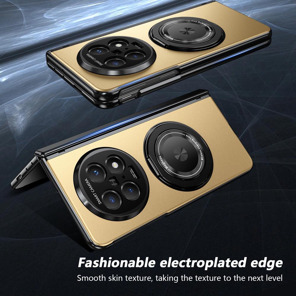 KEYSION 360° Rotating Magnetic Ring Stand Phone Case for MagSafe for OPPO Find N5 Hinge Phone Cover with Glass Screen Protector