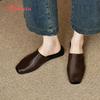 Aphixta Peep Toe Flat With Mules Sandals Black Concise Flip Flops Slip On Summer Outings Woman Shoes Big Size 42 Women's Mules
