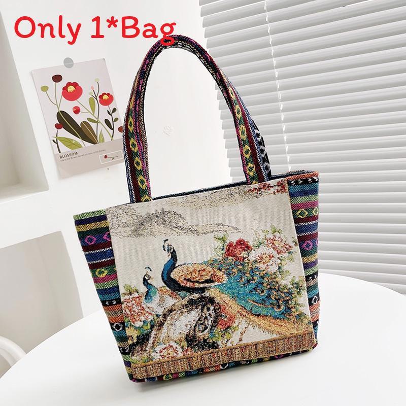 Elephant Cat Rabbit Pattern Nylon Shoulder Bag With Inner Compartment For Casual Outings