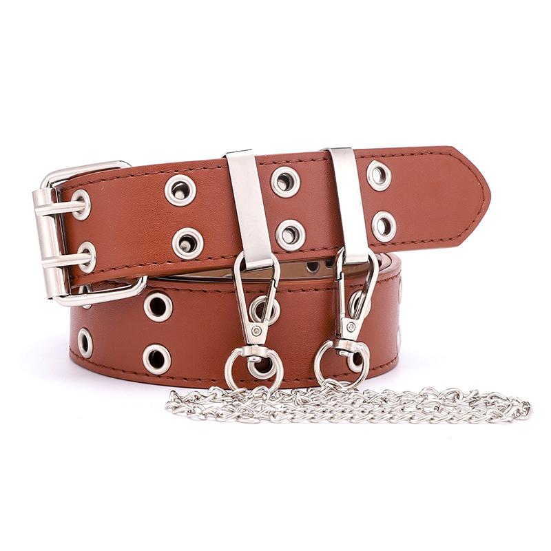 Women Gothic Punk Waist Belt Alloy Chain Design Silver Pin Buckle White Black Blue Waistband Jeans Skirt Waist Belt Girls Gift