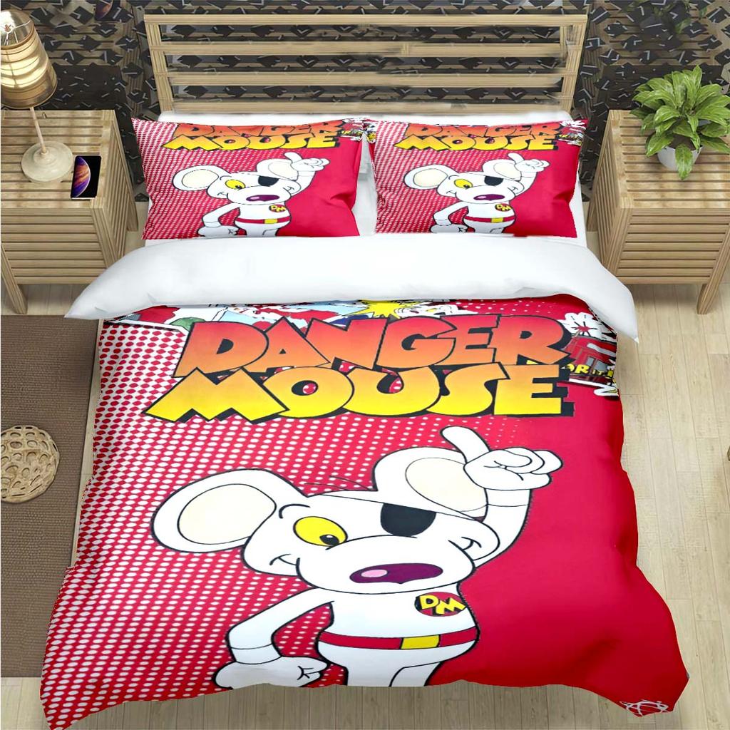 Popular Cartoon D-Danger Mouse Print Bedding Sets Bed Supplie Set  Comforter Set  Teens Girls Twin Single Kid Gift
