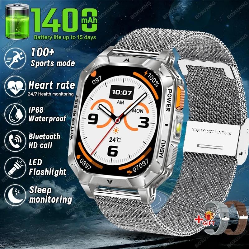Neue Militärqualität 1400 mAh Akku Smartwatch Herren 2,01" Bildschirm 5ATM Wasserdicht GPS Track Sport Fitness Smartwatch