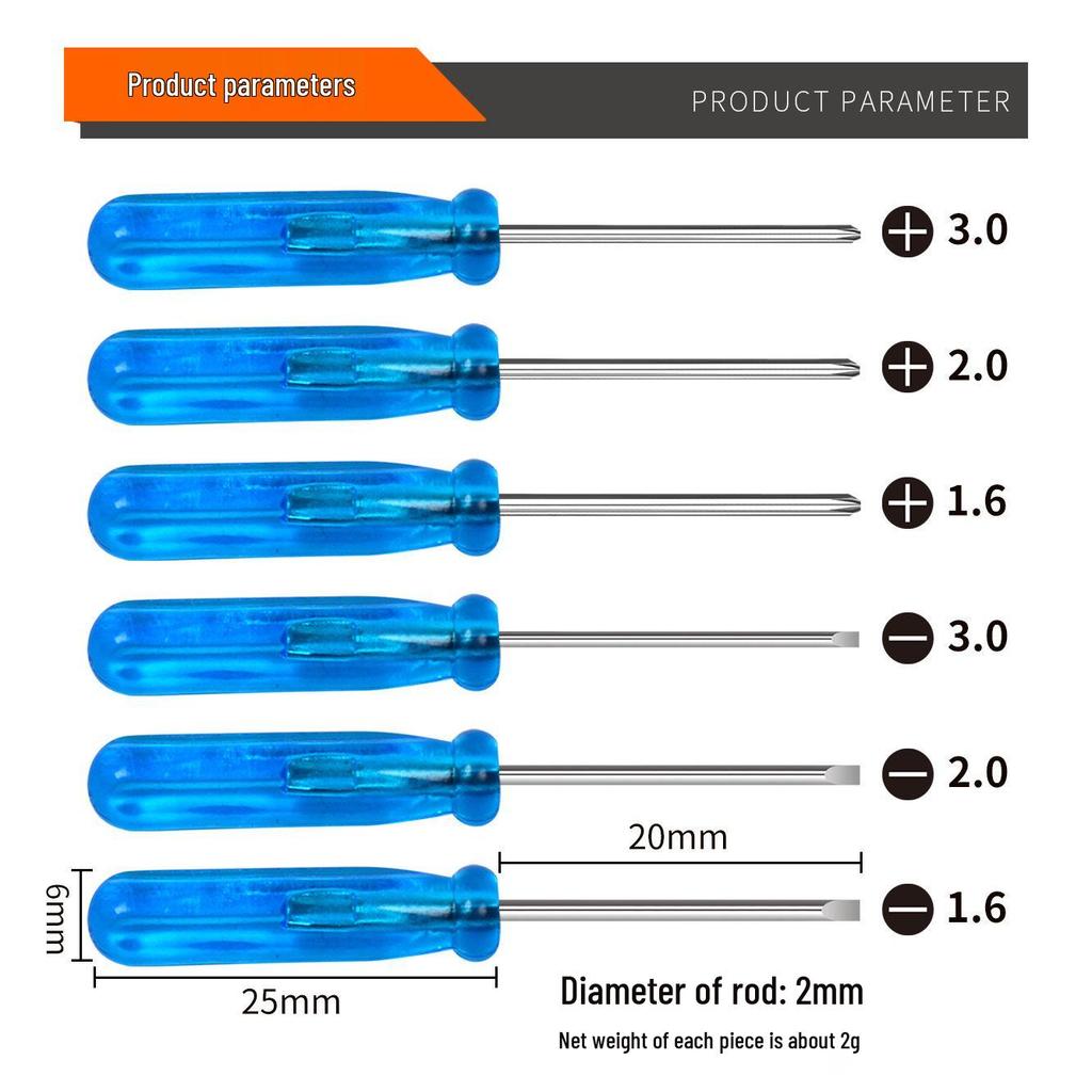 Mini 45mm Crystal Blue Handle Screwdriver for Mobile Phone Repair and Toys