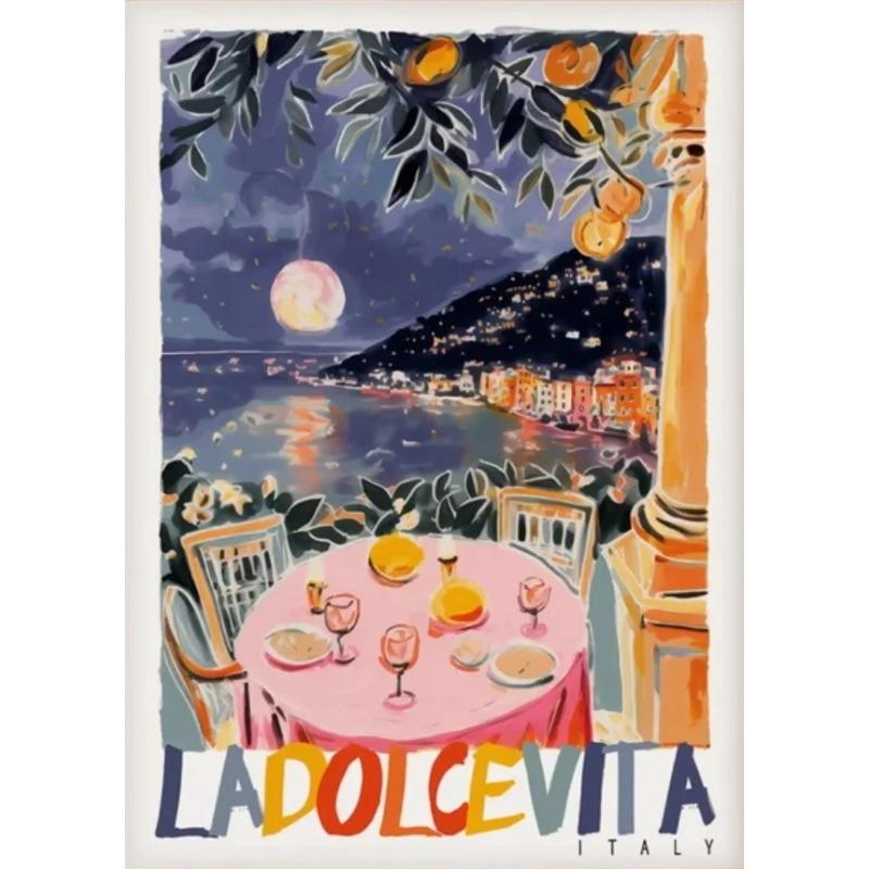 La Dolce Vita Wandposter Druck Für Schlafzimmer Wohnzimmer Heimdekoration Italien Küstenlandschaft Leinwandbild Zitrone Orange Wandkunst