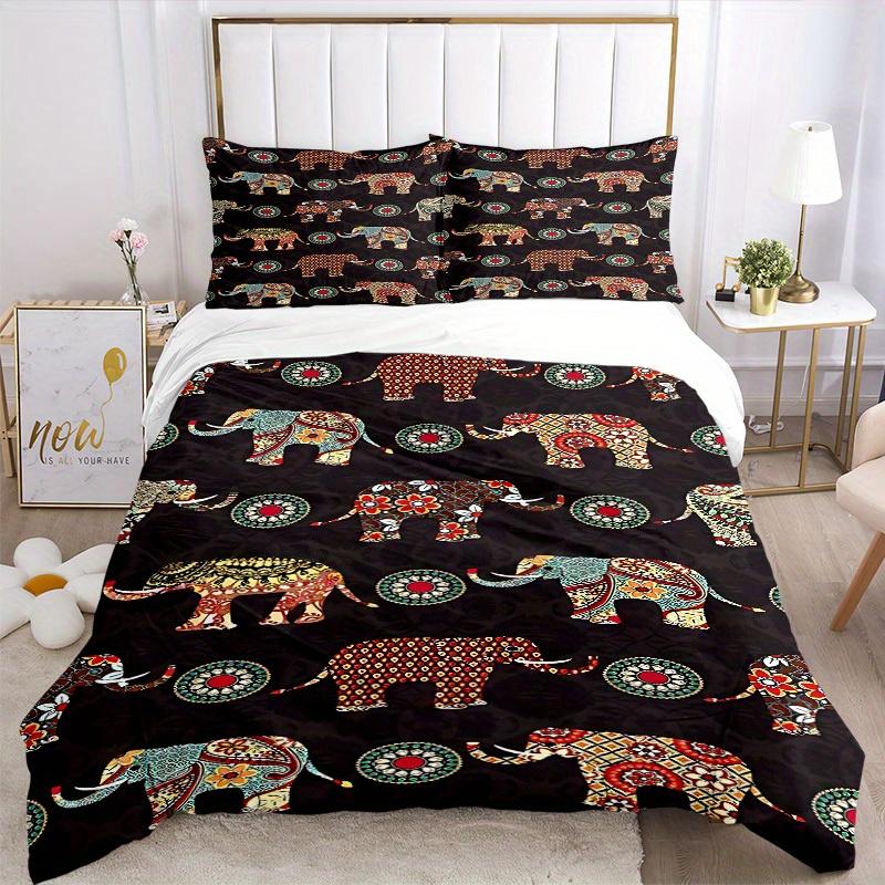 3pcs Elephant Mandala Soft Comfortable Bedding set, For Bedroom, Guest Room And Dorm, All - Season Use, High-Definition Printing109