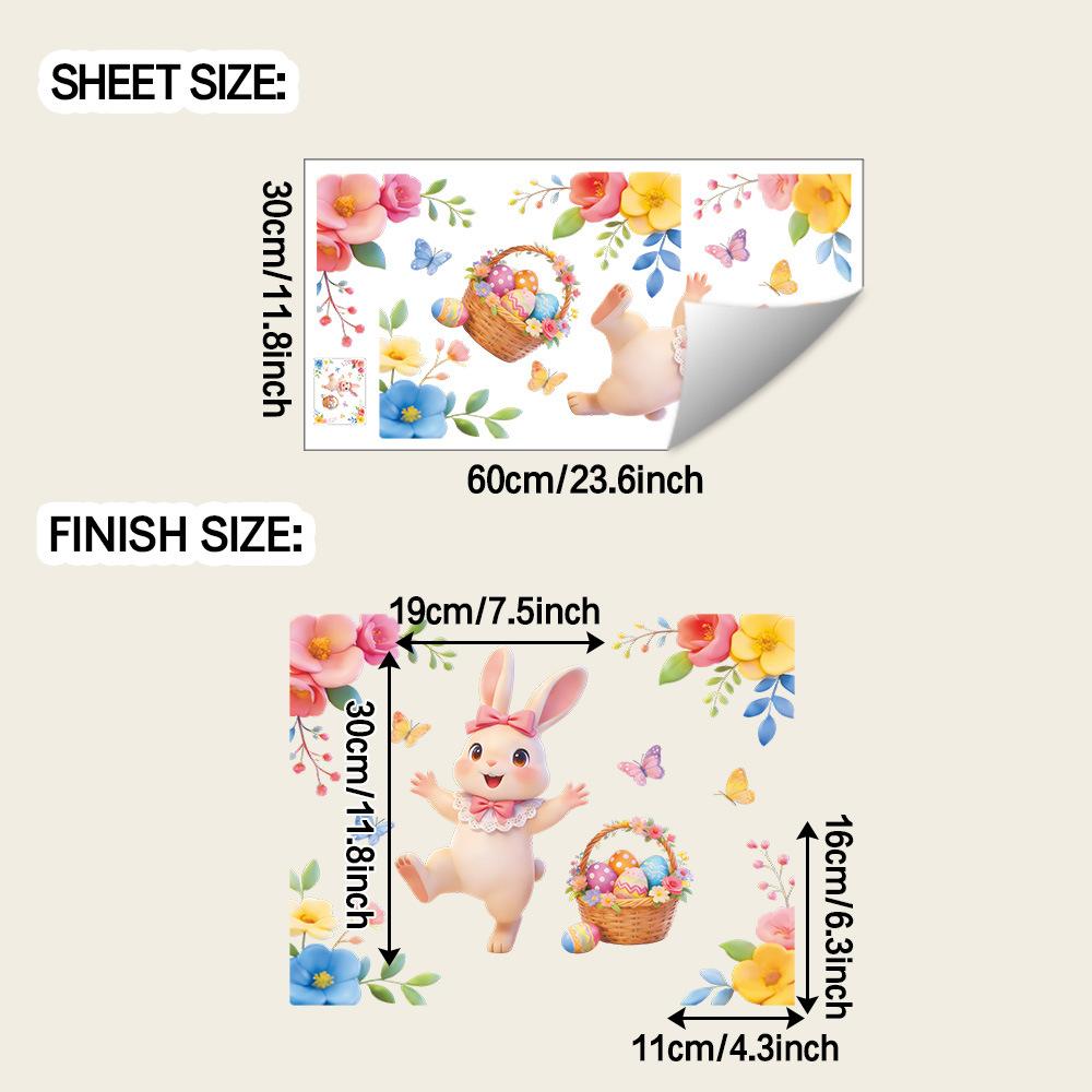 

Creative Easter Bunny Easter Egg Basket Home Balcony Glass Window Stickers