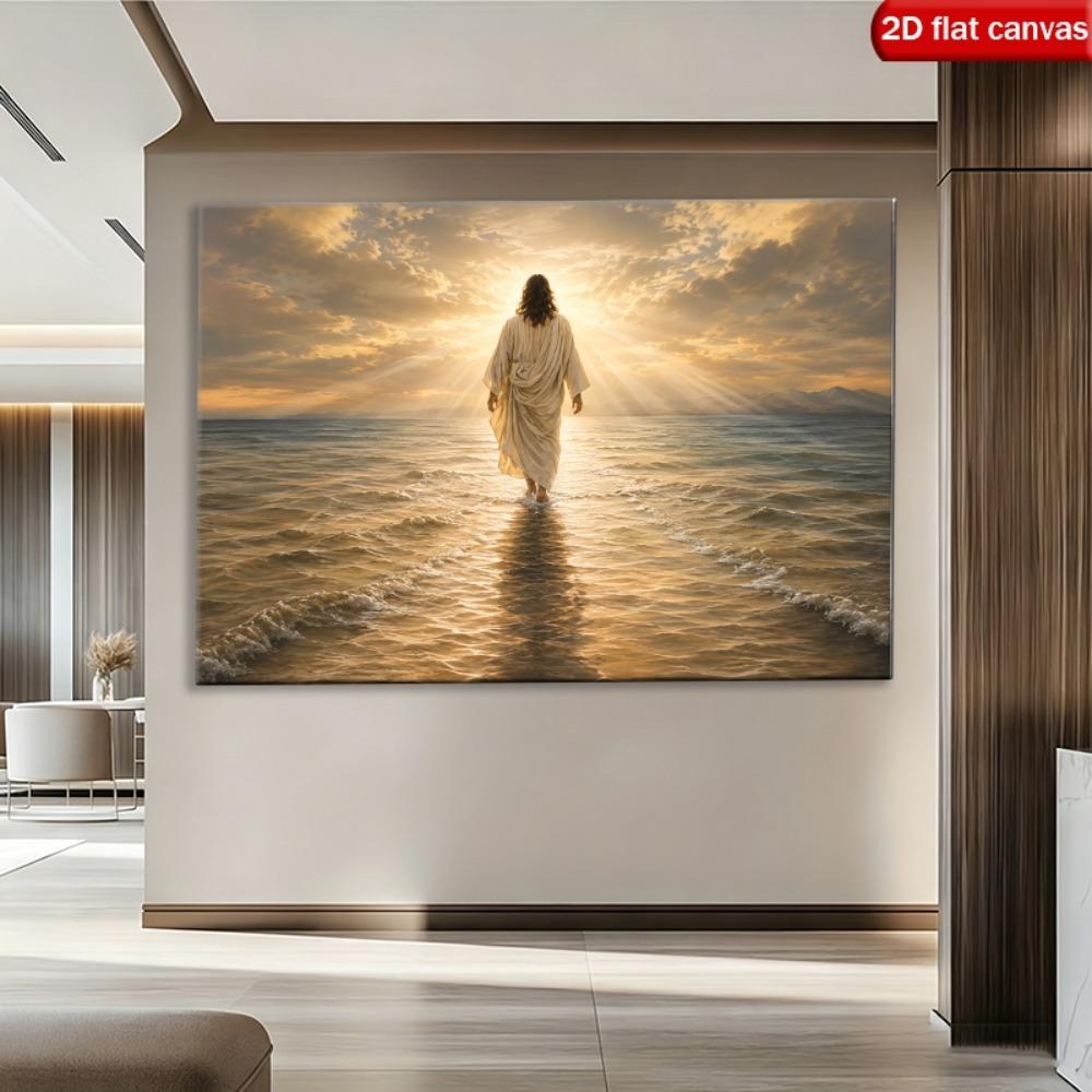 Leinwand Wandkunst Christus geht auf dem Wasser Moderne Neutrale Bürodekoration Schlafzimmerdekoration Kirchendekoration Kunstwerk Wanddekoration Religiöses Geschenk