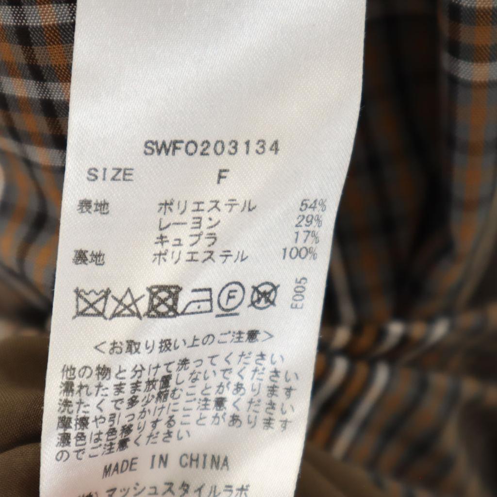 SNIDEL Check Pattern No Sleeve Waist Shirring One Piece F Brown Women Used