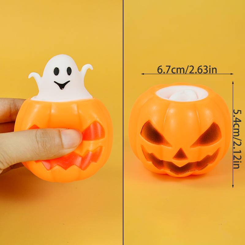 Halloween Pumpkin Ghost Squeeze Toy Soft Pinch Squish Gadget Stress Relief Vent Novelty Party Decor Relaxation Gift