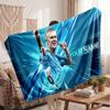Erling Haaland Personalized Fleece Blanket With Football Logo, Custom Name Text Soft Warm Home Throw Blanket