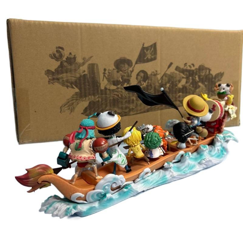 ONE PIECE animation figure, straw hat group dragon boat full set Luffy Sauron Sanji Chopper, model ornament King of Voyages