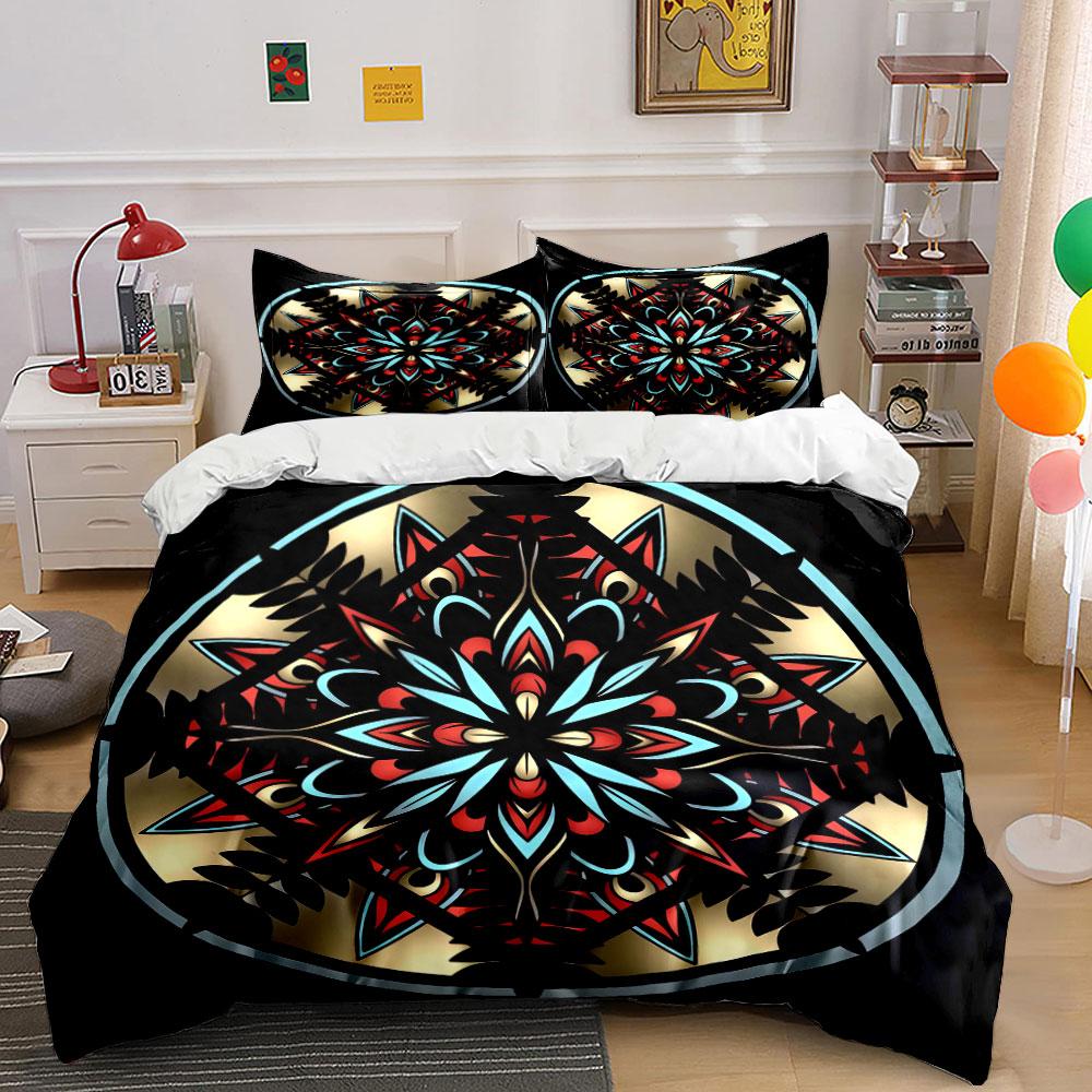 Decorative Mandala Ornament Set Soft Comfortable Duvet Cover Bedding Set Included 1*Duvet Cover & 2*Pillowcases, Gift