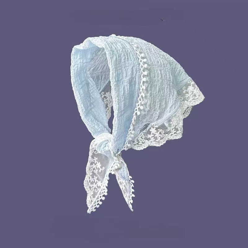 1 Pc Retro Lace Scarf Triangle Neck Scarf Embroidered Lace Wrap Hair Wrap,Floral Crochet Hair Bandanas for Women Girls