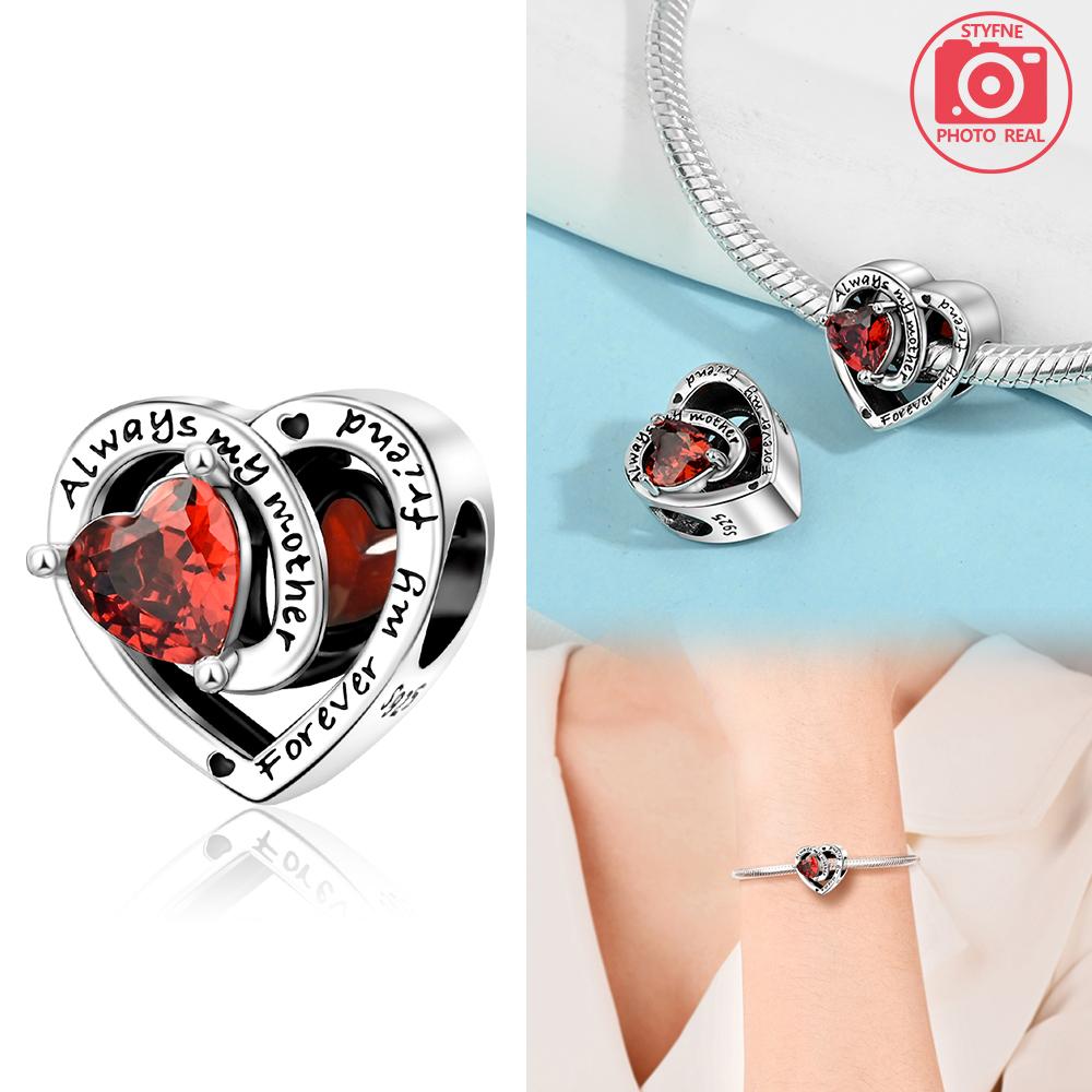 Copper Colors Heart Charms Month Birthstone Series Beads Fit Original Bracelet Diy Fine Jewelry Gift For Women