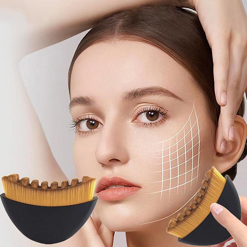 Portable Dry Facial Brush Soft Bristles Contoured Lymphatic Massage Tool Face Sculpting Device Home Spa Gentle Exfoliation Brush