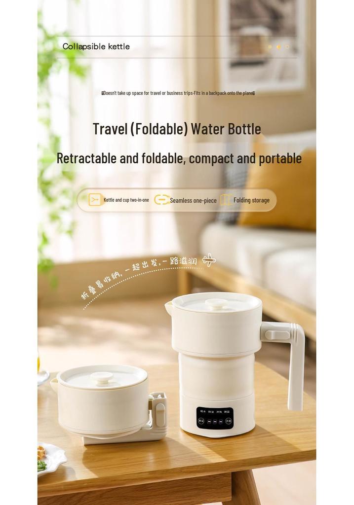 Portable Silicone Folding Electric Kettle - Compact Travel Water Boiler with Stainless Steel