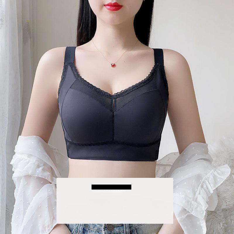 Lady Plus Size Lace Full Cup No Underwire Thin Breathable Large Breasts Show Small Sports Adjusted Bra