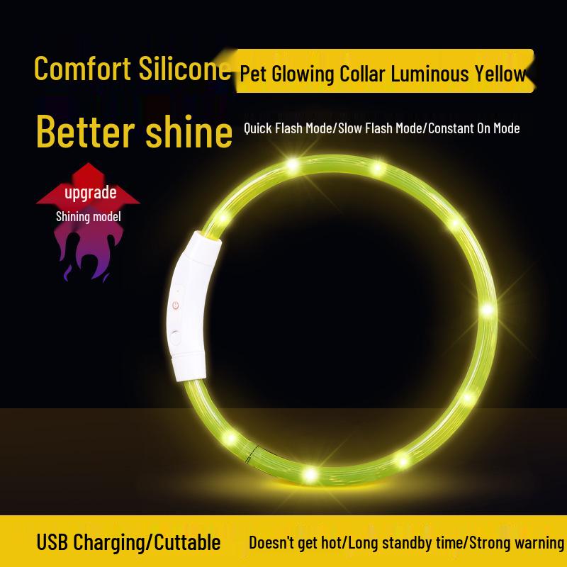 Rechargeable LED Glowing Collar for Dogs and Cats - Nighttime Safety Necklace