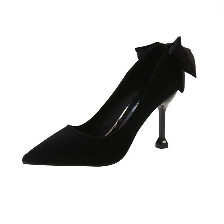 

[youshilai] French pointed solid color high heels women s thin heel design sense niche light mouth temperament single shoes 34