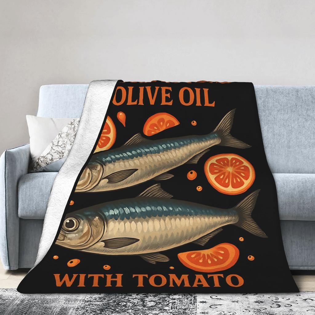 Retro Sardines Soft Warm Blanket Child Plush Throw Blanket Pattern Couch Chair Flannel Bedspread Sofa Bed Cover