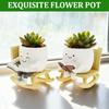 1/2Pcs Smile Face Planter Pot With Drainage Hole Indoor Outdoor Rocking Chair Plant Pot  Cute Succulent Pot Home Decoration