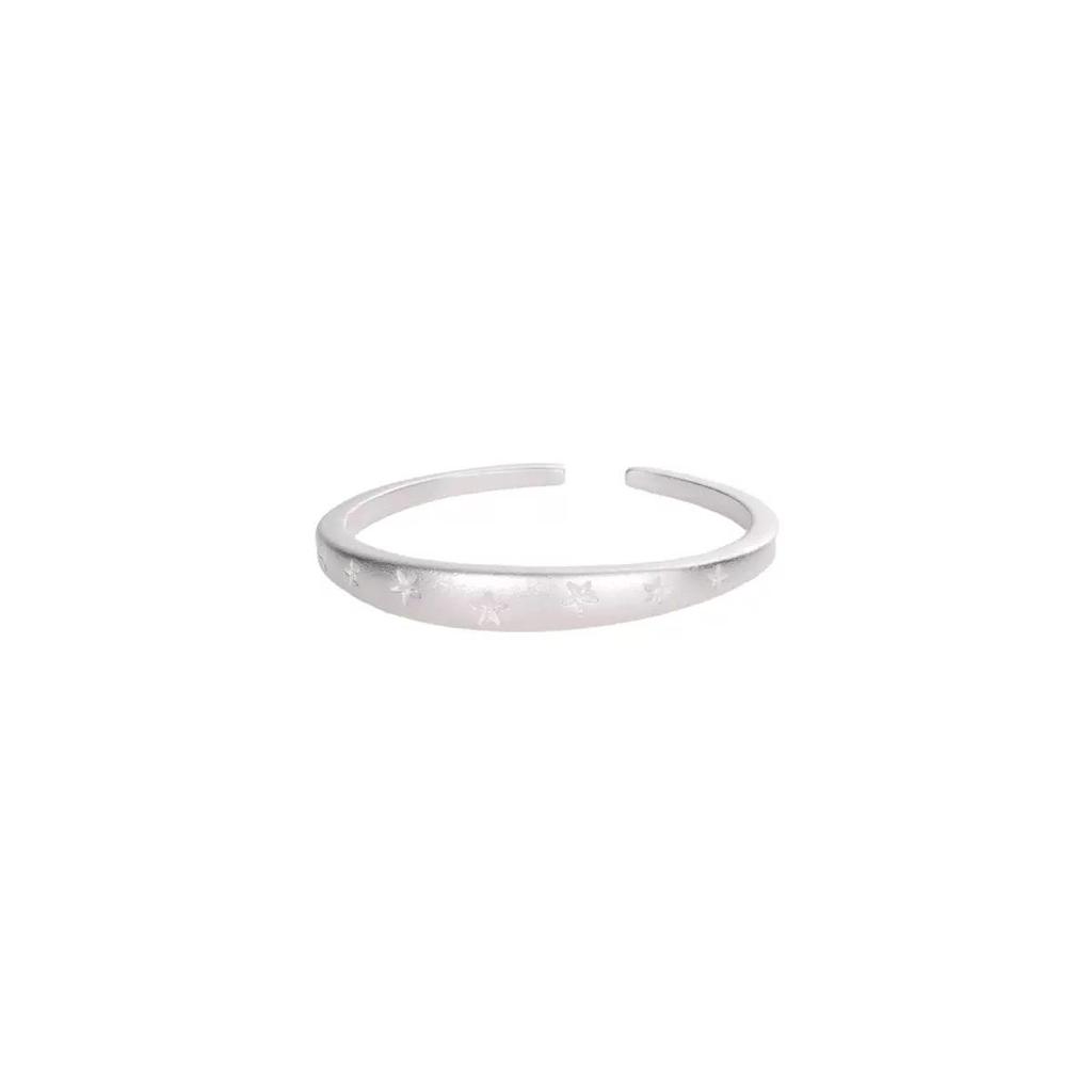 Korean Style Matte Star Sterling Silver Ring - Women's Versatile Stacking Fashion