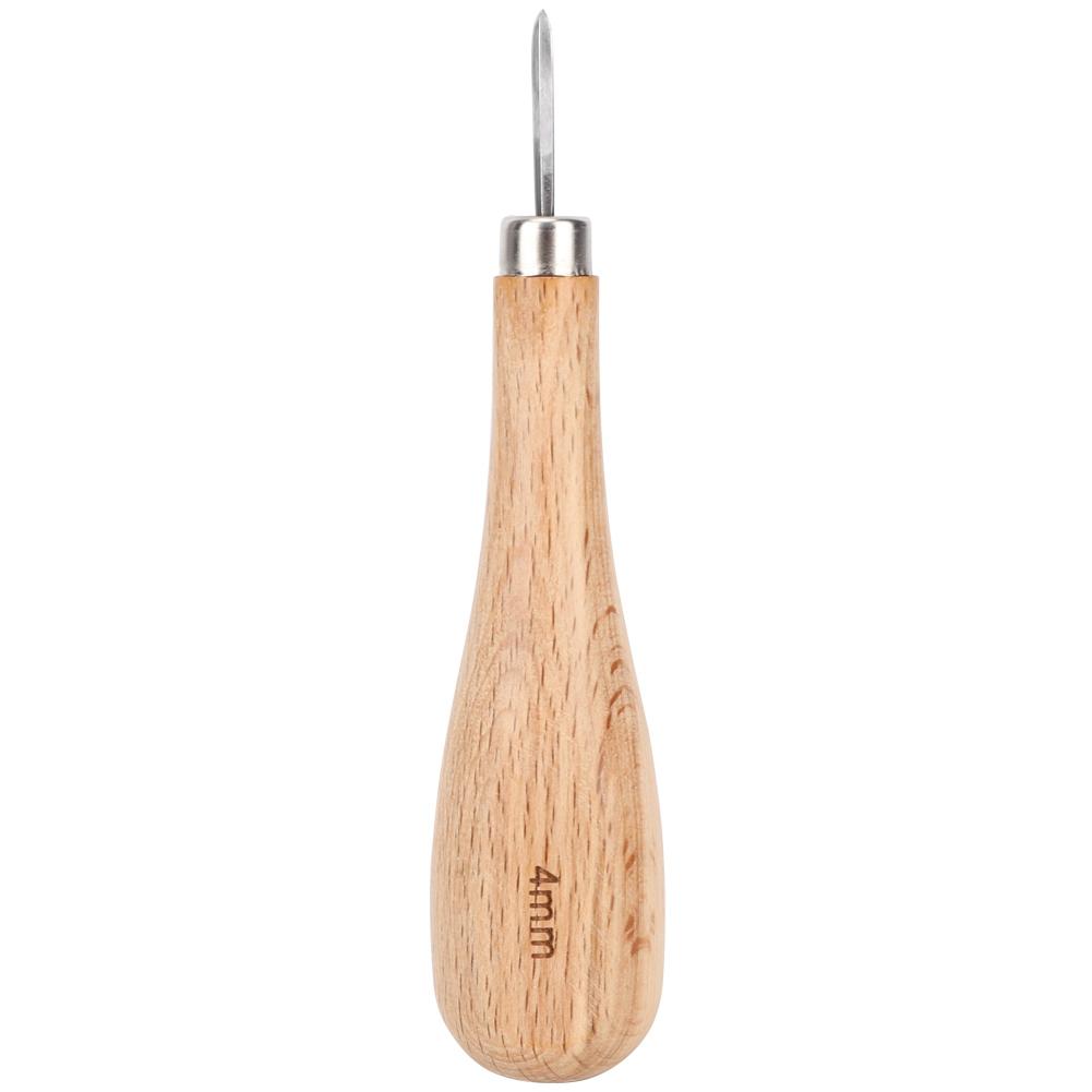 Leather Awl Set Steel Cone Punching with Beech Handle Diamond Round Tip for Leather Punching Stitching Tool for Belts Wallets