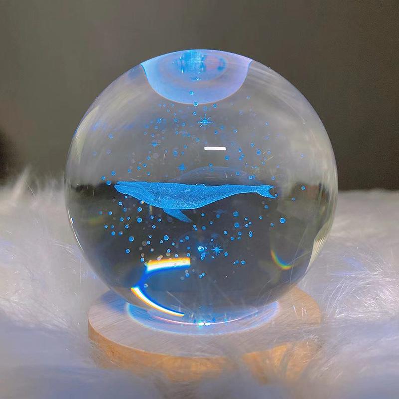 3D Galaxy Crystal Ball Night Light with Color-Changing Base - Unique Starry Sky Gift