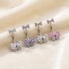 Stainless Steel Navel Piercing Jewelry Crystal Pink Bow Belly Rings Cute Belly Button Rings  Daily