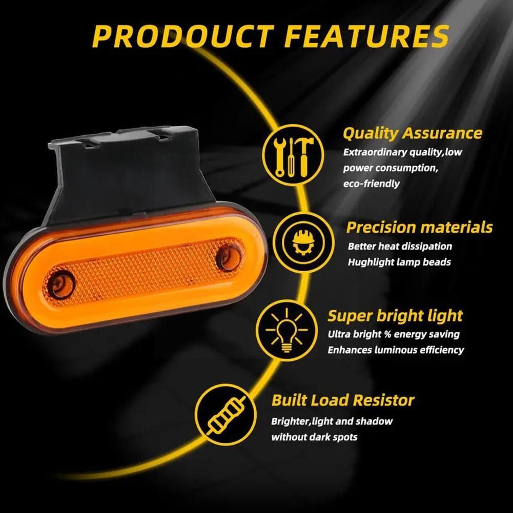 Truck Side Marker Light LED Trailer Lights with Bracket Car Light Warning Clearance Reflector Lamp Lights Van 24V 12V Exter J6O9