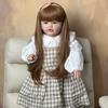 60cm Reborn Baby Doll Cloth Body Silicone Toy For Girl Lifelike Vinyl Long Hair Princess Bebe Birthday Gift Dress Up Art Boneca