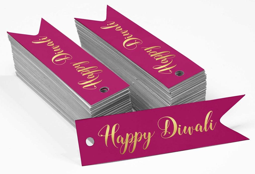 Inkdotpot Pack Of 100 Happy Diwali Favor Paper Tags Craft Real Gold Foil Hang
