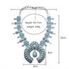 Bohemian Turquoise Flower Pendant Necklace, Vintage Alloy Fashion Jewelry For Women
