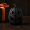 Gothic Home Decoration Halloween Pumpkin Figurine, Black Resin Spooky Face Sculpture, Matte Statue Tabletop Centerpiece for Table Mantel Fireplace