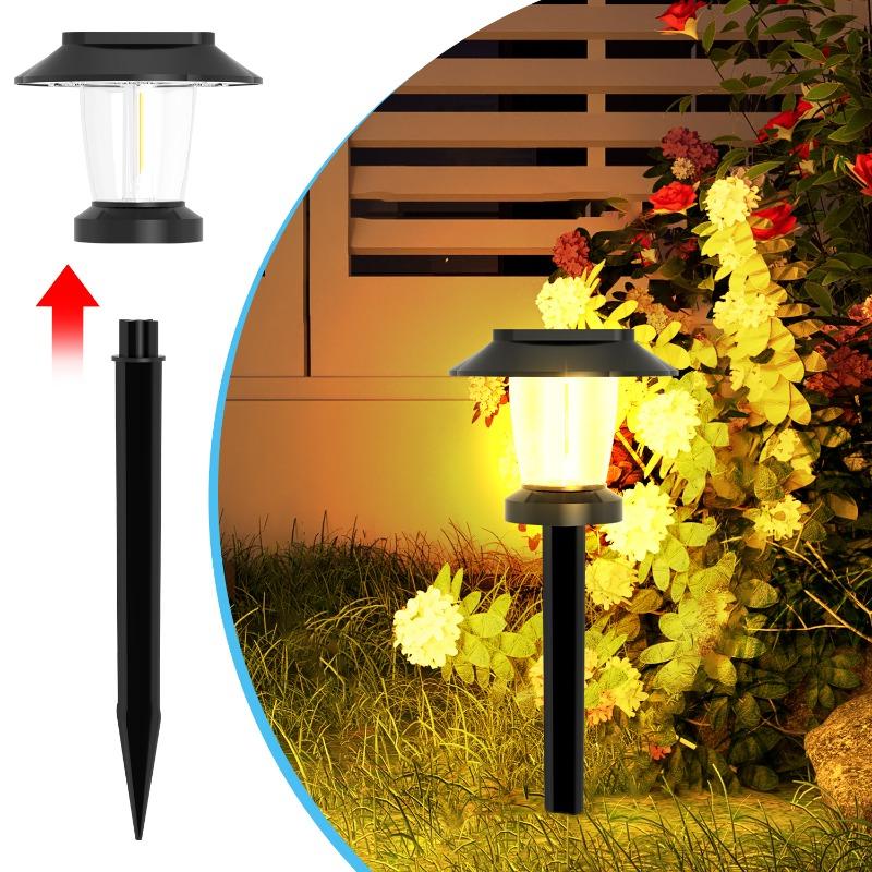 1000MAH LED Bright Solar Landscape Pathway Lighting Outdoor Waterproof 3 Modes Solar Garden Lights for Yard Path Walkway Lawn Decoration