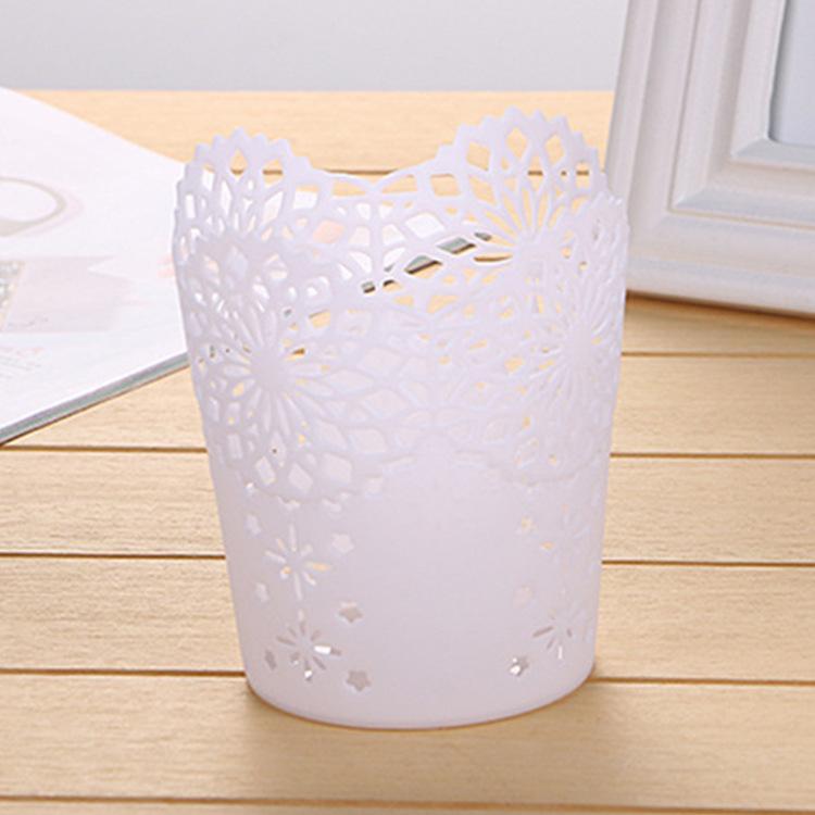 Creative Hollow Roses Pen Pencil Pot Holder Brush Storage Container Desk Organizer Plastic Stationery Pen Holder Office Supplies