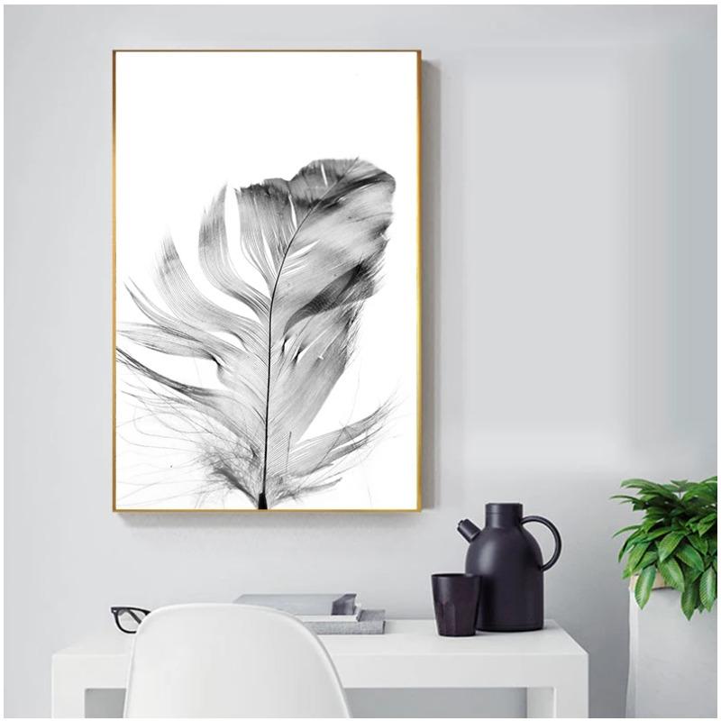 Posters Black And White Flower Print Fresh Wall Art Feather Dandelion Pictures Canvas Living Room Decoration Wall Paintings