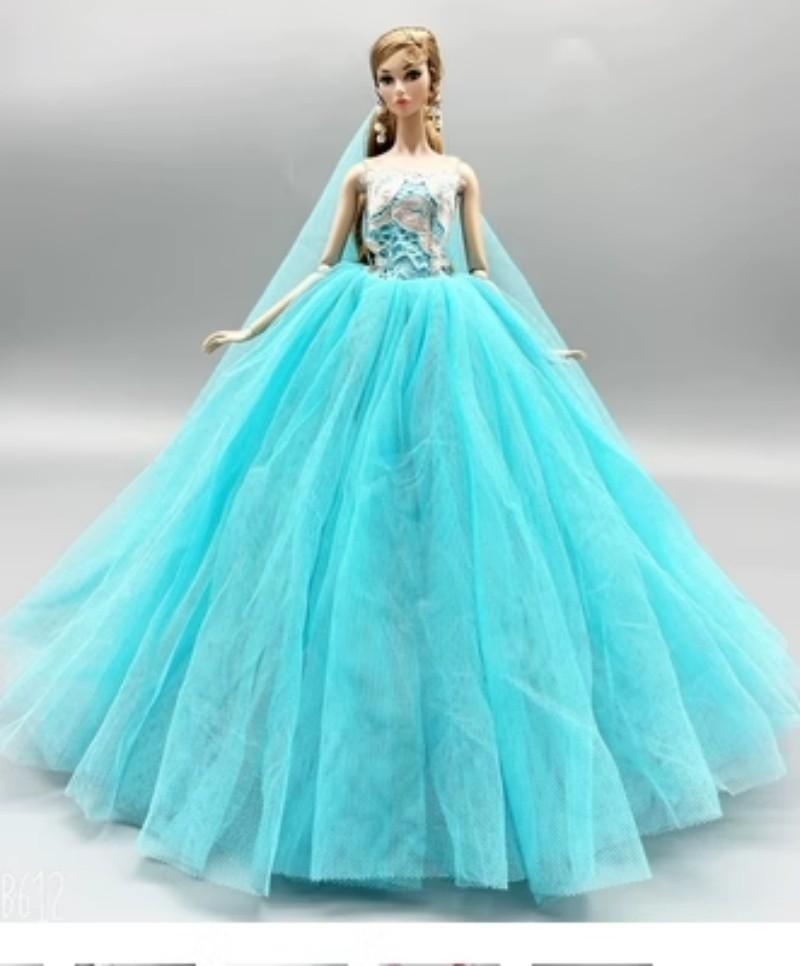 Princess Doll Sequined Luxury Tutu Dress 1/6 Size Bridal Formal Wear Candy Color Wedding Clothing for 29CM Dolls