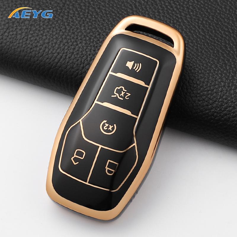 

Tpu Car Key Cover Case Shell Fob For Ford Fusion F-150 Edge Explorer Mustang Lincoln Mkz Mkc Platinum F150 Lariat 5 Buttons