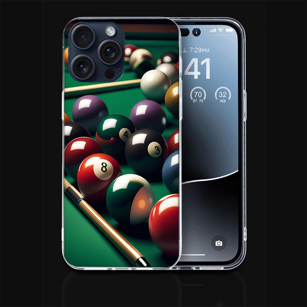Billiards Table Party Poster Clear Phone Case For Iphone 17 Air 16 Pro Max 15 Pro 14 Plus 17E 16E 11 13 12 Mini Cover Cases Fund