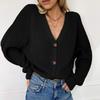 Fashionable new casual solid color button knit cardigan, comfortable autumn and winter classic simple ladies sweater jacket