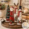 4Pcs 2D Flat Wooden Christmas Decorations Snowman Santa Claus Holiday Ornaments for Desktop Office Home Decor