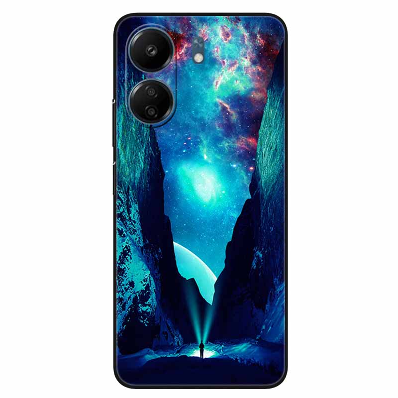 For Xiaomi Redmi 13C 4G Case Animals Painted Black Bumper Silicon TPU Coque for Redmi13C 4G 13 C Shockproof Covers Wolf Soft Bag