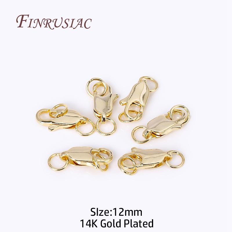 18K Gold Plated Oval Lobster Clasp with 2 Closed Ring Connectors For DIY Bracelet Necklace Lock Findings Jewelry Making Supplies
