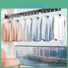 Modern Wallhanging Aluminum Alloy Clothes Drying Rack With Telescoping Bar For Home Use And Balcony Drying